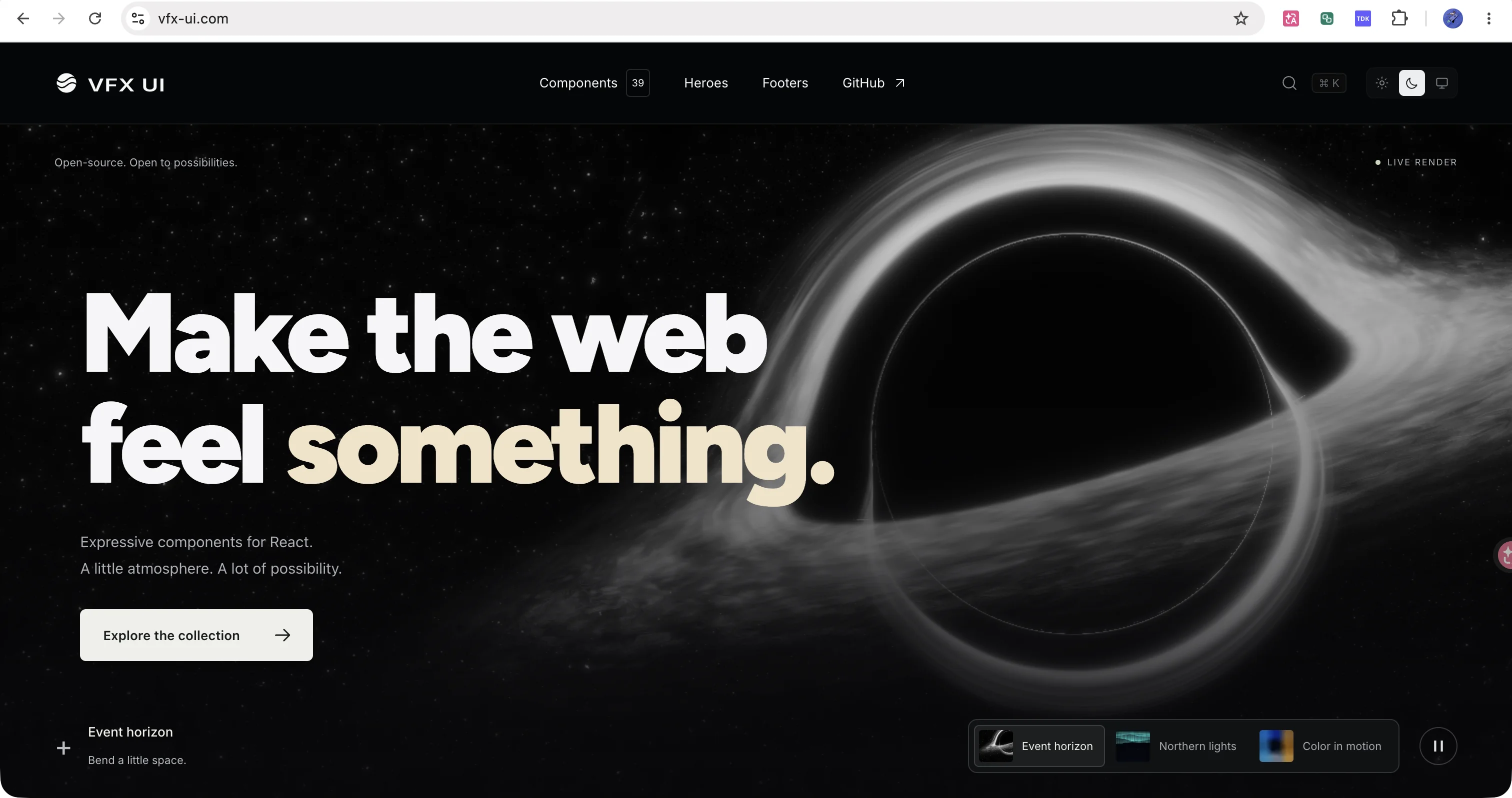 vfx-ui product interface